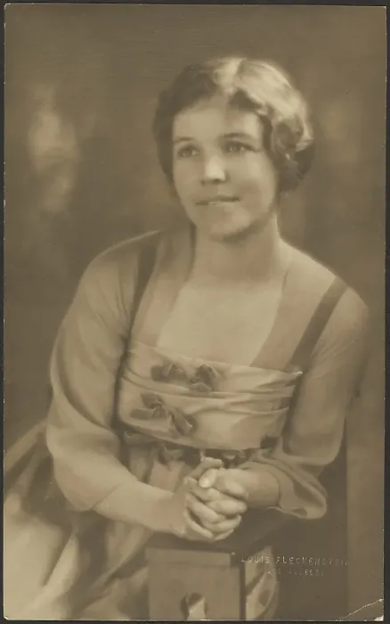 Framed Print : Portrait of a Woman with Ribbon Bows on Dress, 1907-1924. Creator: Louis Fleckenstein Framed Print : Portrait of a Woman with Ribbon Bows on Dress, 1907-1924. Creator: Louis Fleckenstein