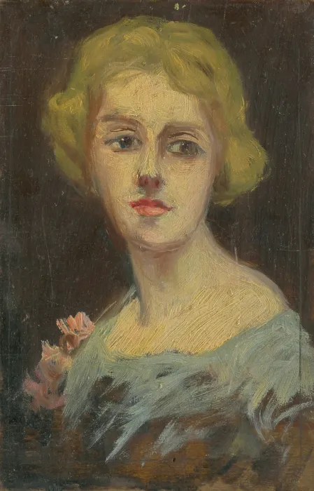 Framed Print : Portrait of a Woman in Sky-Blue Dress, 1920-1930. Creator: Ludovit Pitthordt Framed Print : Portrait of a Woman in Sky-Blue Dress, 1920-1930. Creator: Ludovit Pitthordt