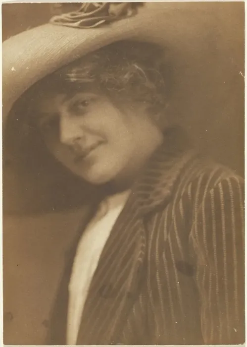 Framed Print : Portrait of a Woman in Striped Blazer, 1907-1943. Creator: Louis Fleckenstein Framed Print : Portrait of a Woman in Striped Blazer, 1907-1943. Creator: Louis Fleckenstein