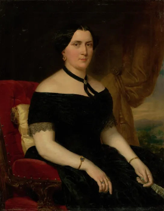 Framed Print : Portrait of a Woman in a Velvet Armchair, 1854. Creator: Miklos Barabas Framed Print : Portrait of a Woman in a Velvet Armchair, 1854. Creator: Miklos Barabas