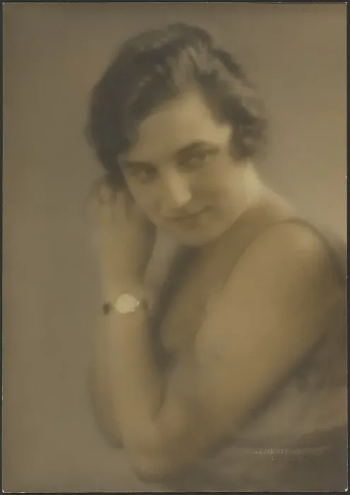 Framed Print : Portrait of a Woman with Watch, 1907-1924. Creator: Louis Fleckenstein Framed Print : Portrait of a Woman with Watch, 1907-1924. Creator: Louis Fleckenstein