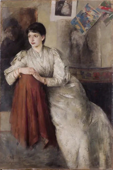 Framed Print : Portrait of a Woman in a White Dress, 1890. Creator: Olga Boznanska Framed Print : Portrait of a Woman in a White Dress, 1890. Creator: Olga Boznanska