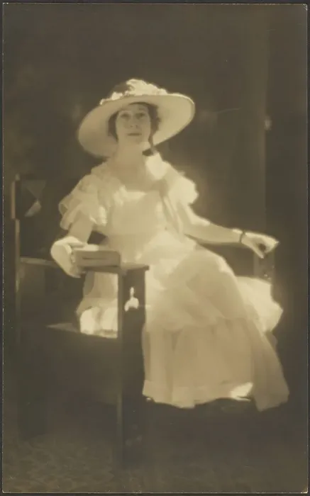 Framed Print : Portrait of a Woman in White Dress, 1907-1943. Creator: Louis Fleckenstein Framed Print : Portrait of a Woman in White Dress, 1907-1943. Creator: Louis Fleckenstein