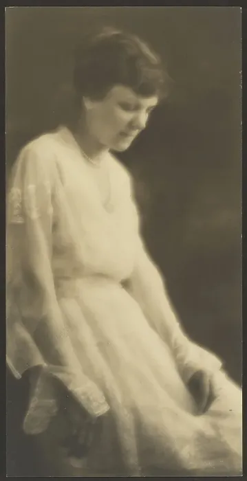 Framed Print : Portrait of a Woman in White Dress with Lace, 1907-1943. Creator: Louis Fleckenstein Framed Print : Portrait of a Woman in White Dress with Lace, 1907-1943. Creator: Louis Fleckenstein