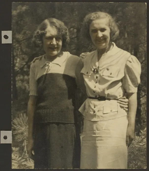 Framed Print : Portrait of Two Women Standing Outside, 1895-1943. Creator: Louis Fleckenstein Framed Print : Portrait of Two Women Standing Outside, 1895-1943. Creator: Louis Fleckenstein