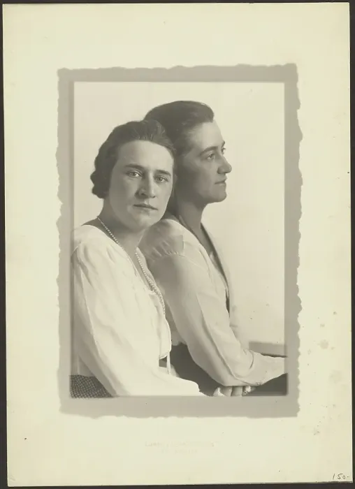 Framed Print : Portrait of Two Women Against White Backdrop, 1907-1924. Creator: Louis Fleckenstein Framed Print : Portrait of Two Women Against White Backdrop, 1907-1924. Creator: Louis Fleckenstein