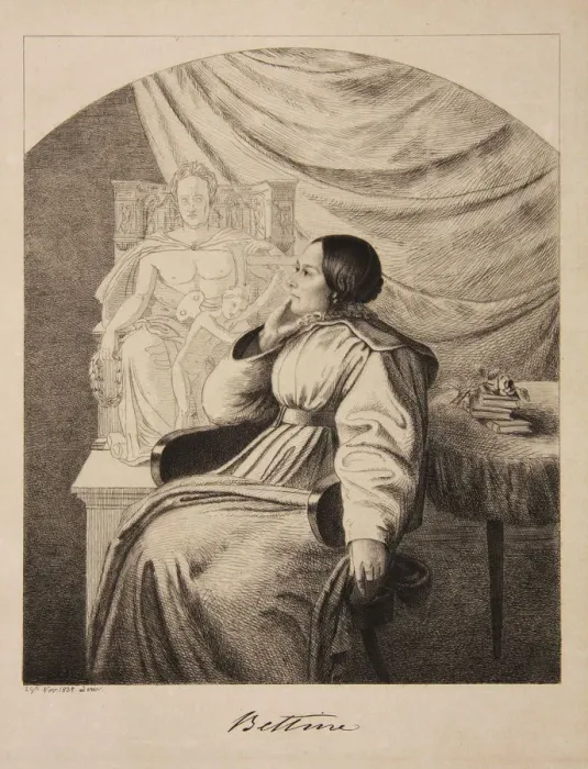 Framed Print : Portrait of the writer Bettine von Arnim (1785-1859), nee Brentano, 1838. Creator: Grimm Framed Print : Portrait of the writer Bettine von Arnim (1785-1859), nee Brentano, 1838. Creator: Grimm