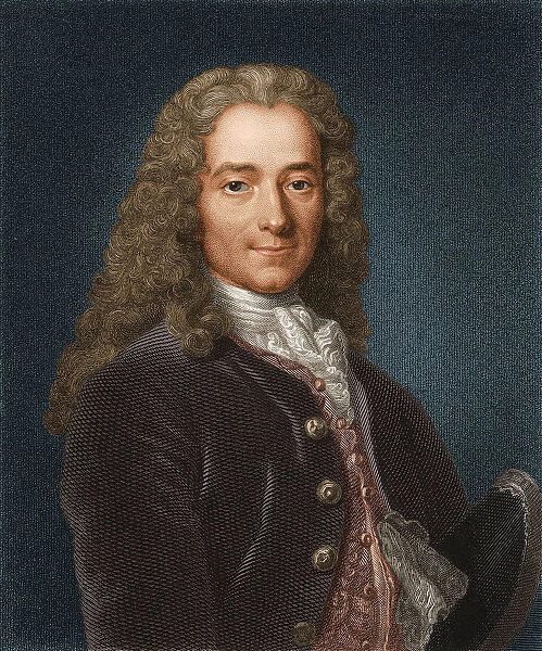 Portrait of the writer, essayist and philosopher Francois Marie Arouet de Voltaire (1694-1778), 1730s. Artist: Anonymous