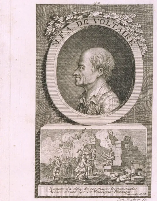 Framed Print : Portrait of the writer, essayist and philosopher Francois Marie Arouet de Voltaire (1694-1778). Artist: Balzer, Johann (1738-1799) Framed Print : Portrait of the writer, essayist and philosopher Francois Marie Arouet de Voltaire (1694-1778). Artist: Balzer, Johann (1738-1799)