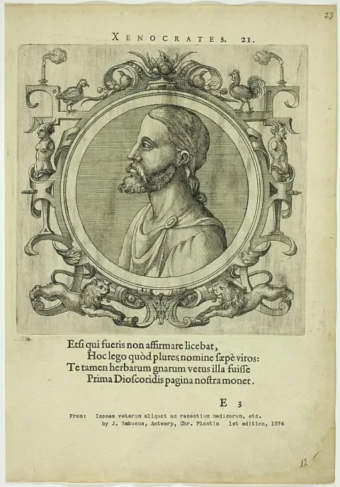Framed Print : Portrait of Xenocrates, published 1574. Creators: Unknown, Johannes Sambucus Framed Print : Portrait of Xenocrates, published 1574. Creators: Unknown, Johannes Sambucus