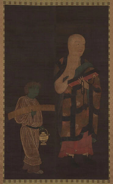 Portrait of Xuanzang (Genjo) with Attendant, 14th century. Creator: Unknown