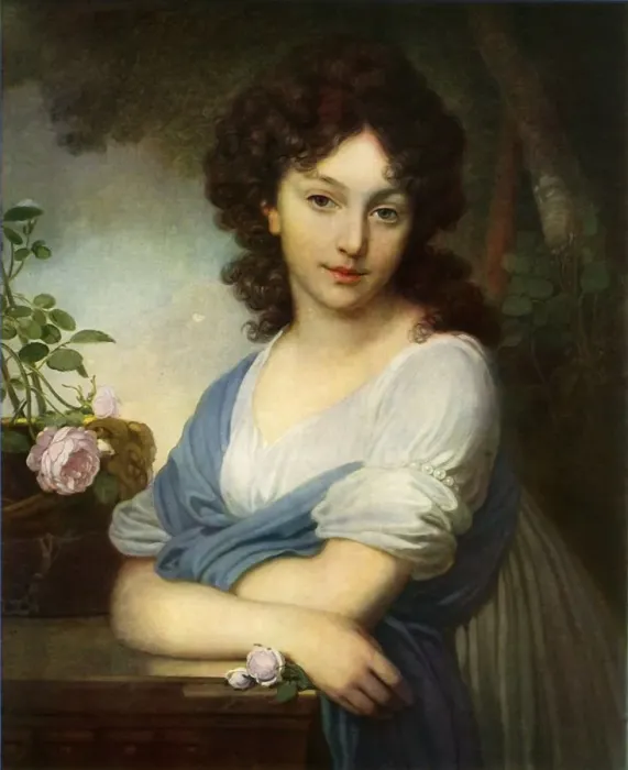 Framed Print : Portrait of Yelena Alexandrovna Naryshkina, 1799, (1965). Creator: Vladimir Borovikovsky Framed Print : Portrait of Yelena Alexandrovna Naryshkina, 1799, (1965). Creator: Vladimir Borovikovsky