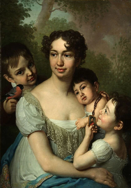 Portrait of Yelena Balashova with Children, c. 1811. Artist: Borovikovsky, Vladimir Lukich (1757-1825)