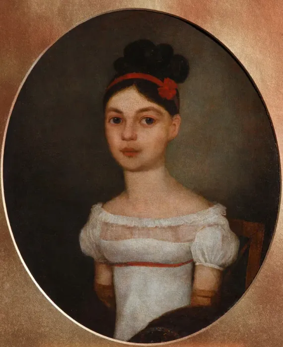 Framed Print : Portrait of Yelizaveta Fyodorovna Ozerova, nee Zagryazyskaya (1800-1885), c. 1815. Artist: Anonymous Framed Print : Portrait of Yelizaveta Fyodorovna Ozerova, nee Zagryazyskaya (1800-1885), c. 1815. Artist: Anonymous