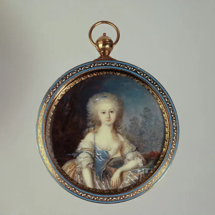 Framed Print : Portrait of a young blonde woman, c1780. Creators: Nicolas Halle, Antoine Vestier Framed Print : Portrait of a young blonde woman, c1780. Creators: Nicolas Halle, Antoine Vestier