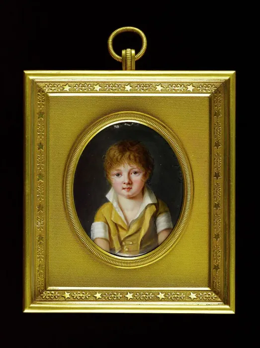 Framed Print : Portrait of a young boy dressed in yellow, 1804. Creator: Louise Weyler-Kugler Framed Print : Portrait of a young boy dressed in yellow, 1804. Creator: Louise Weyler-Kugler