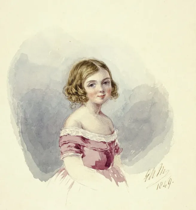 Framed Print : Portrait of a Young Girl, 1849. Creator: Elizabeth Murray Framed Print : Portrait of a Young Girl, 1849. Creator: Elizabeth Murray