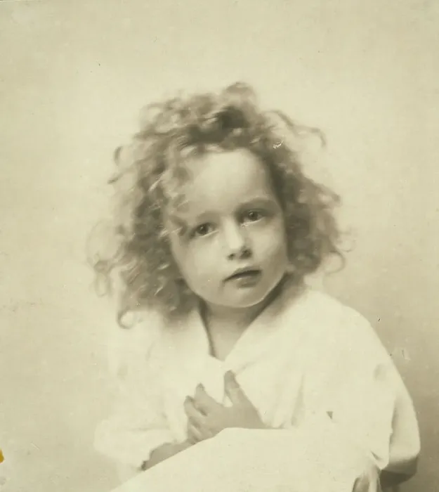 Framed Print : Portrait of a young girl with tousled hair, c1900. Creator: Misses Selby Framed Print : Portrait of a young girl with tousled hair, c1900. Creator: Misses Selby