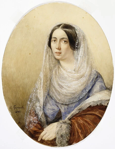 Portrait of a young Lady, 1841. Creator: Briullov, Karl Pavlovich (1799-1852)
