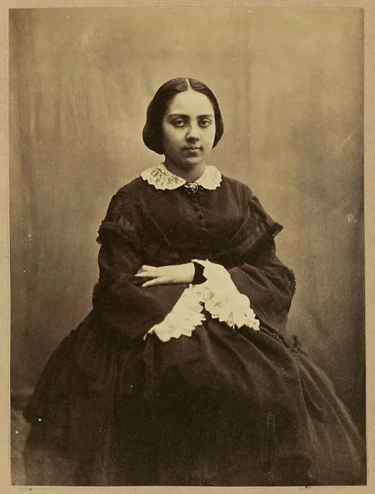 Framed Print : Portrait of a young lady, probably Cecile Deveria, about 1850-1855. Creators: Achille Deveria, Theodule Deveria, Octave Benoist Framed Print : Portrait of a young lady, probably Cecile Deveria, about 1850-1855. Creators: Achille Deveria, Theodule Deveria, Octave Benoist