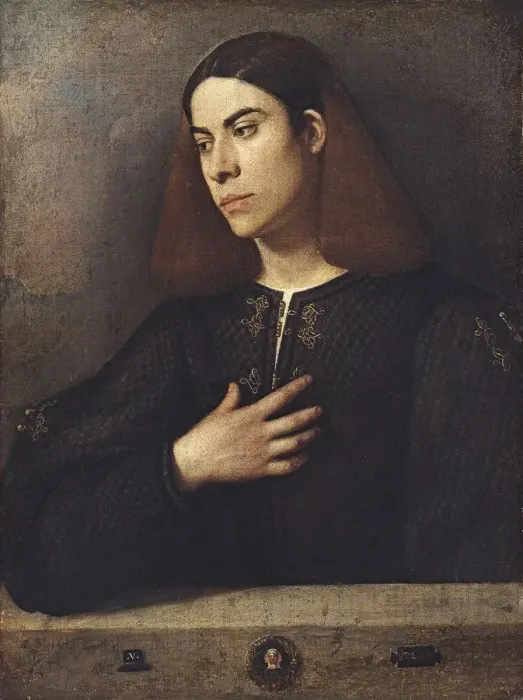 Framed Print : Portrait of a Young Man (Antonio Brocardo?), ca 1509-1510. Creator: Giorgione (1476-1510) Framed Print : Portrait of a Young Man (Antonio Brocardo?), ca 1509-1510. Creator: Giorgione (1476-1510)