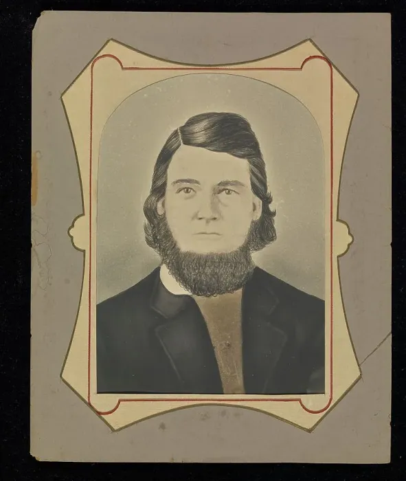 Framed Print : Portrait of a young man with a beard, about 1850-1860. Creator: Unknown Framed Print : Portrait of a young man with a beard, about 1850-1860. Creator: Unknown
