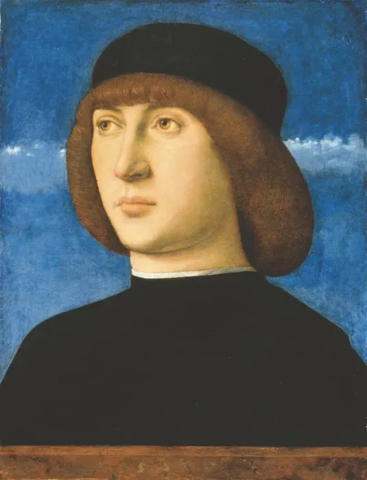 Framed Print : Portrait of a young man, c. 1490. Creator: Bellini, Giovanni (1430-1516) Framed Print : Portrait of a young man, c. 1490. Creator: Bellini, Giovanni (1430-1516)