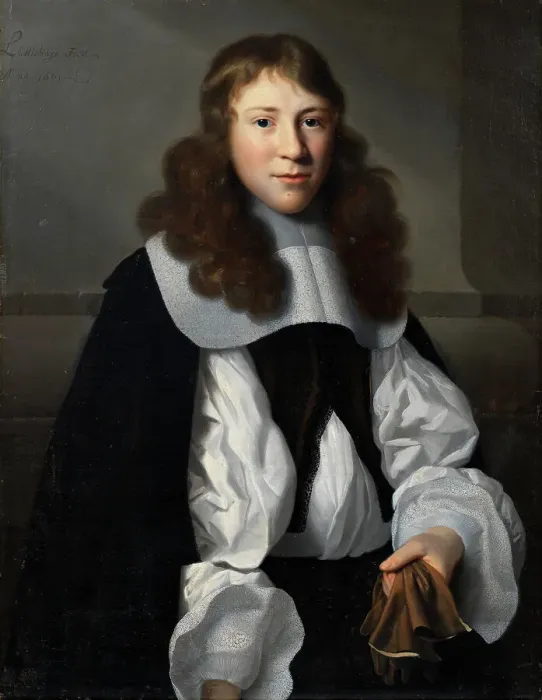 Framed Print : Portrait of a young man with gloves, 1661. Creator: Isaack Luttichuijs Framed Print : Portrait of a young man with gloves, 1661. Creator: Isaack Luttichuijs