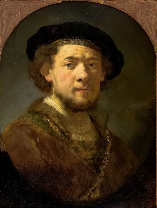 Framed Print : Portrait of a Young Man with a Golden Chain (Self-Portrait with a Golden Chain), c. 1635. Creator: Rembrandt van Rhijn (1606-1669) Framed Print : Portrait of a Young Man with a Golden Chain (Self-Portrait with a Golden Chain), c. 1635. Creator: Rembrandt van Rhijn (1606-1669)