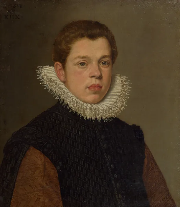Framed Print : Portrait of a young man with a white ruff collar, c1600. Creator: Domenico Tintoretto Framed Print : Portrait of a young man with a white ruff collar, c1600. Creator: Domenico Tintoretto