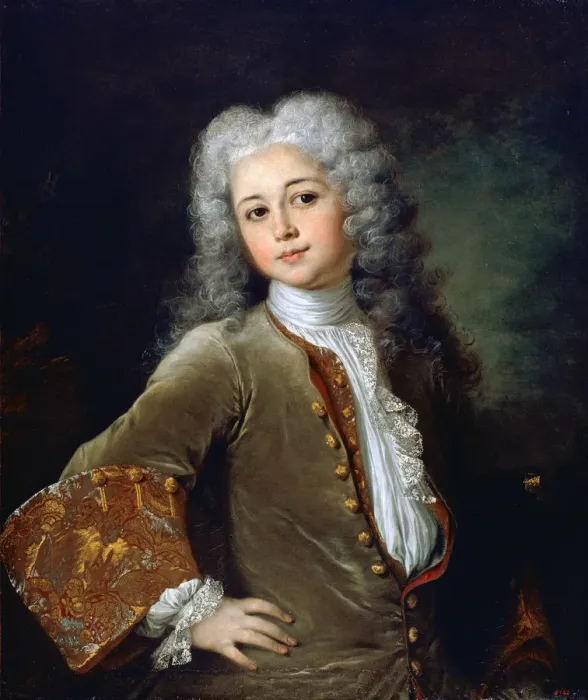 Framed Print : Portrait of a Young Man with a Wig. Artist: Largilliere, Nicolas, de (1656-1746)
