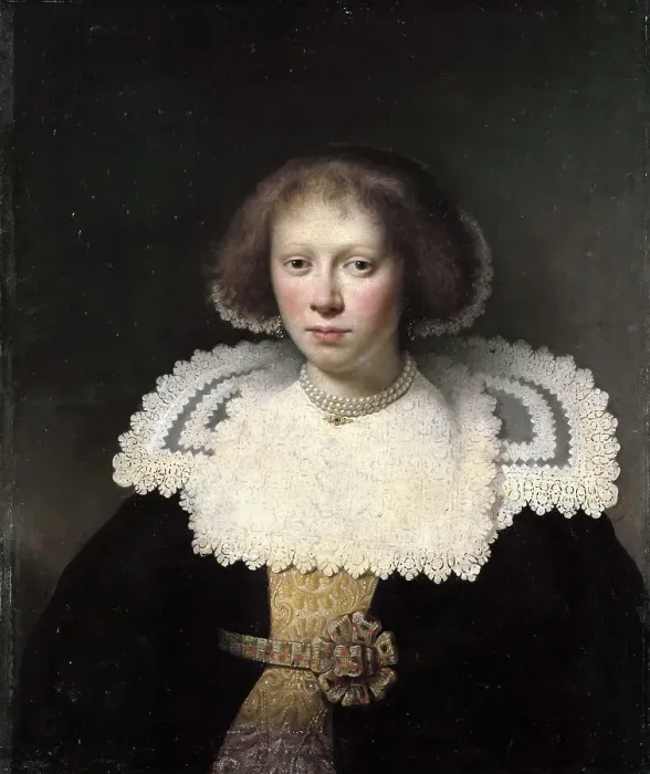 Framed Print : Portrait of a Young Woman, 1635. Creator: Santvoort, Dirck Dircksz van (1610-1680) Framed Print : Portrait of a Young Woman, 1635. Creator: Santvoort, Dirck Dircksz van (1610-1680)