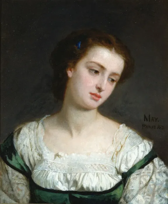 Framed Print : Portrait of a Young Woman, 1862. Creator: Edward Harrison May Framed Print : Portrait of a Young Woman, 1862. Creator: Edward Harrison May