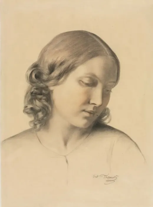 Framed Print : Portrait of a Young Woman, c. 1854-1858. Creator: Octave Tassaert (French, 1800-1874) Framed Print : Portrait of a Young Woman, c. 1854-1858. Creator: Octave Tassaert (French, 1800-1874)