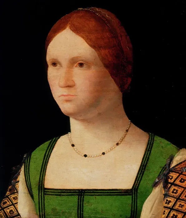 Framed Print : Portrait of a Young Woman, c1500. Creator: Francesco Bissolo Framed Print : Portrait of a Young Woman, c1500. Creator: Francesco Bissolo