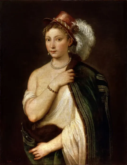 Framed Print : Portrait of a Young Woman, c1536. Artist: Titian Framed Print : Portrait of a Young Woman, c1536. Artist: Titian