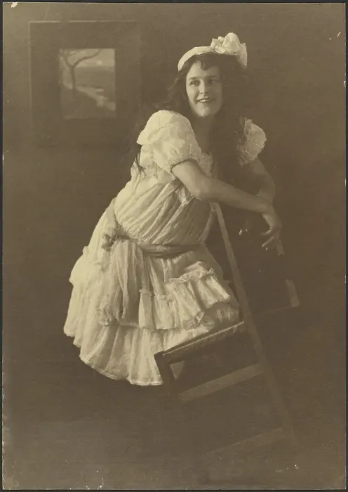 Framed Print : Portrait of a Young Woman with Chair, 1907-1943. Creator: Louis Fleckenstein Framed Print : Portrait of a Young Woman with Chair, 1907-1943. Creator: Louis Fleckenstein