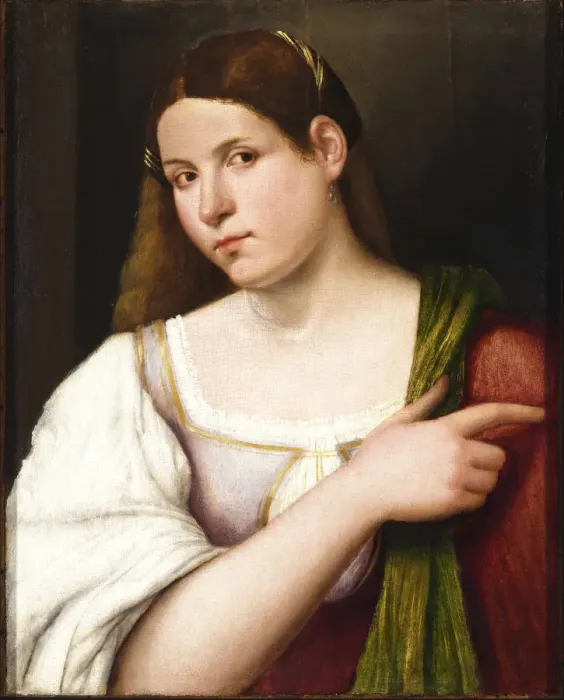 Framed Print : Portrait of a Young Woman. Creator: Cariani, Giovanni (ca. 1485-1547) Framed Print : Portrait of a Young Woman. Creator: Cariani, Giovanni (ca. 1485-1547)