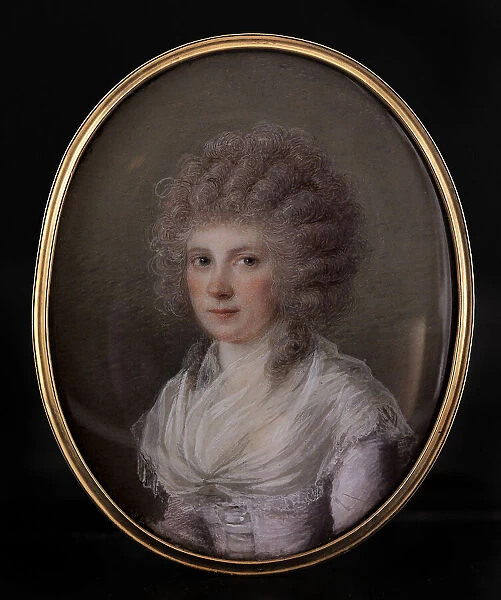 Portrait of a young woman in a curly wig, c1789. Creator: Francois Ferriere