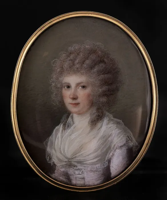 Framed Print : Portrait of a young woman in a curly wig, c1789. Creator: Francois Ferriere Framed Print : Portrait of a young woman in a curly wig, c1789. Creator: Francois Ferriere