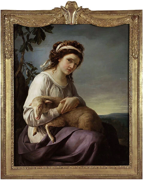 Portrait of a young woman holding a lamb, 1788. Creator: Nanine Vallain