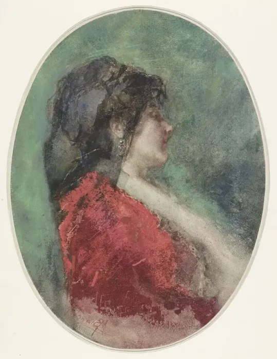 Framed Print : Portrait of a young woman in profile, 1855-1892. Creator: Mose, Bianchi Framed Print : Portrait of a young woman in profile, 1855-1892. Creator: Mose, Bianchi