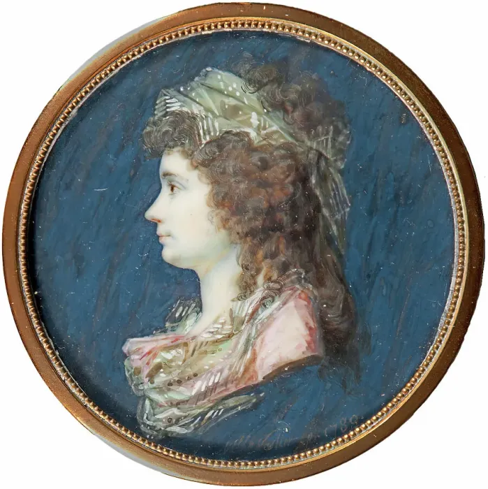 Framed Print : Portrait of young woman in profile, c1800. Creator: Marie-Nicole Vestier Framed Print : Portrait of young woman in profile, c1800. Creator: Marie-Nicole Vestier