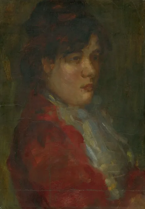 Framed Print : Portrait of a young woman in red, 1905-1910. Creator: Konstantin Kovari-Kacmarik Framed Print : Portrait of a young woman in red, 1905-1910. Creator: Konstantin Kovari-Kacmarik