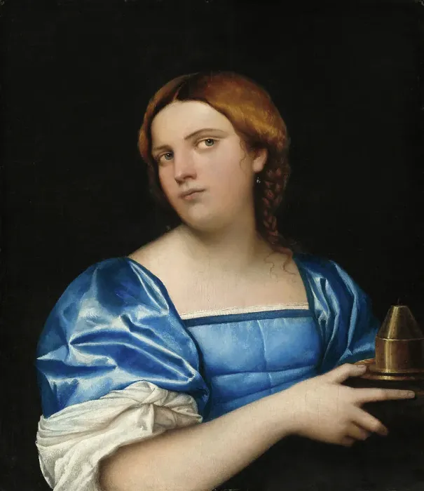 Framed Print : Portrait of a Young Woman as a Wise Virgin (Portrait of Vittoria Colonna), c. 1510. Creator: Piombo, Sebastiano, del (1485-1547) Framed Print : Portrait of a Young Woman as a Wise Virgin (Portrait of Vittoria Colonna), c. 1510. Creator: Piombo, Sebastiano, del (1485-1547)