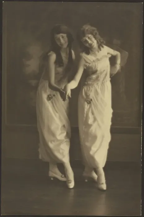 Framed Print : Portrait of Two Young Women in Matching Dresses, 1907-1924. Creator: Louis Fleckenstein Framed Print : Portrait of Two Young Women in Matching Dresses, 1907-1924. Creator: Louis Fleckenstein