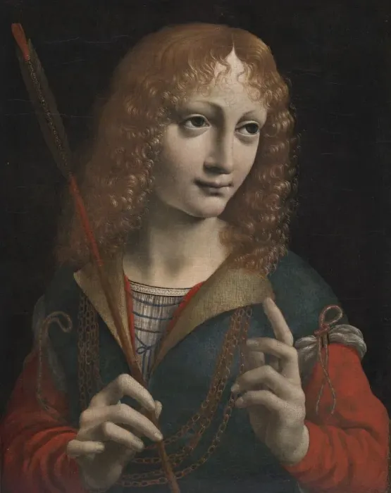 Framed Print : Portrait of a Youth as Saint Sebastian, late 1480s. Creator: Marco d Oggiono (Italian Framed Print : Portrait of a Youth as Saint Sebastian, late 1480s. Creator: Marco d Oggiono (Italian
