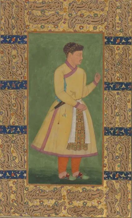 Framed Print : Portrait of Zamana Beg, Mahabat Khan, Folio from the Shah Jahan Album, recto: ca. 1610. Creators: Mir Ali Haravi, Manohar Framed Print : Portrait of Zamana Beg, Mahabat Khan, Folio from the Shah Jahan Album, recto: ca. 1610. Creators: Mir Ali Haravi, Manohar