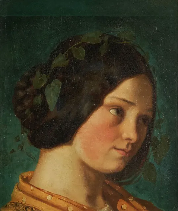 Framed Print : Portrait de Zélie Courbet, c.1842. Creator: Gustave Courbet