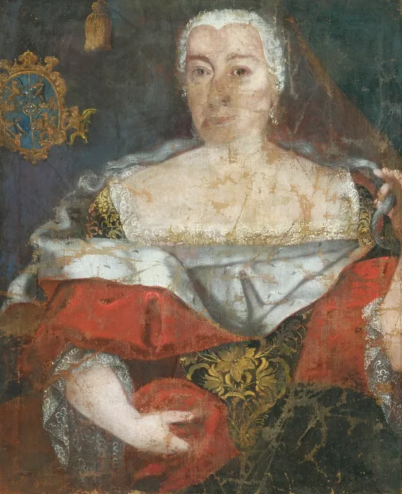 Framed Print : Portrait of a Zemianka in a Brocaded Cloak, 1740. Creator: Unknown Framed Print : Portrait of a Zemianka in a Brocaded Cloak, 1740. Creator: Unknown